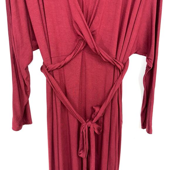 Universal Standard Modal Jersey Wrap Tie Front Dress in Cabernet Size XL - Picture 5 of 13
